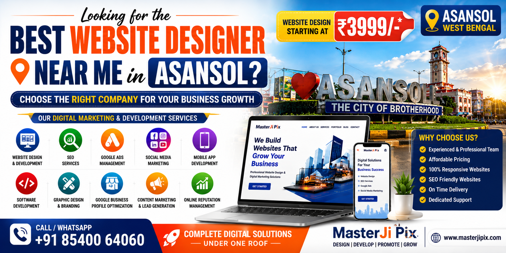 Best Website Designer Near Me in Asansol | Complete Digital Marketing Services by MasterJi Pix