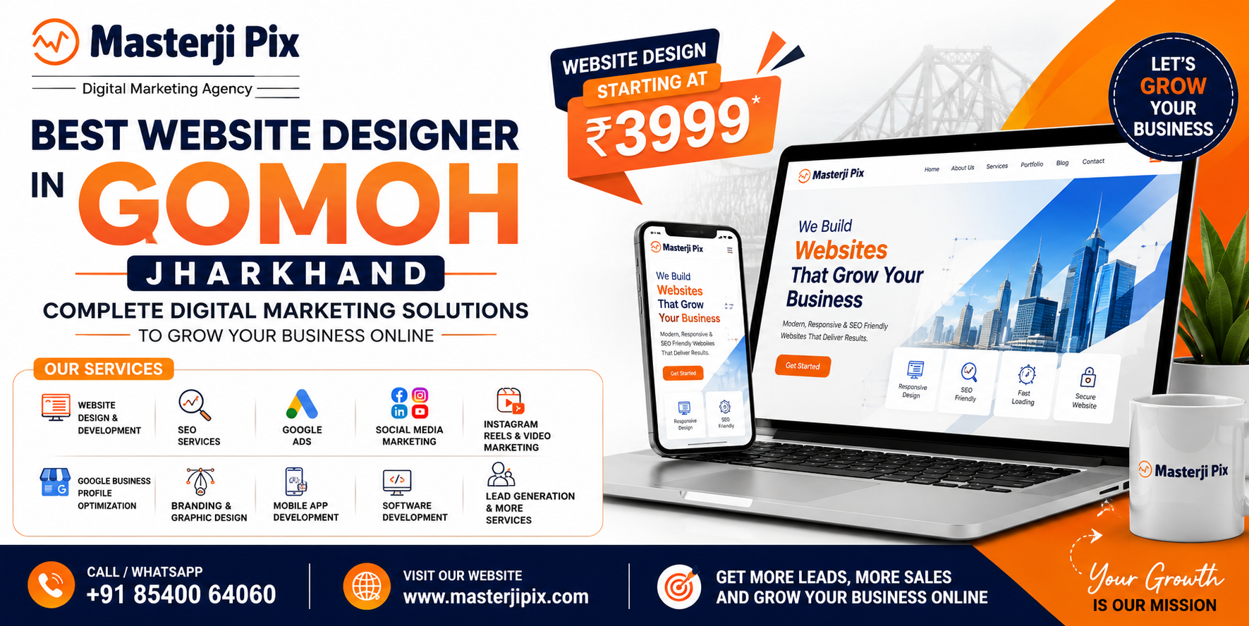 Best Website Designer in Gomoh, Jharkhand for Complete Digital Marketing Growth